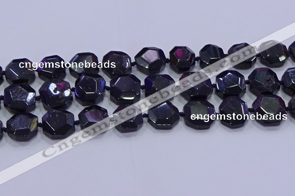 CNG5956 12*16mm - 15*18mm faceted freeform black tourmaline beads