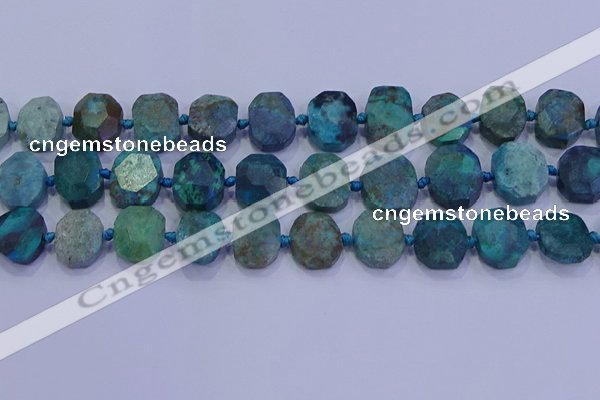 CNG5958 10*14mm - 12*16mm faceted freeform chrysocolla & turquoise beads