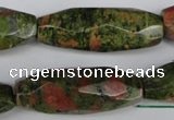 CNG596 13*35mm - 14*38mm faceted rice unakite nugget beads