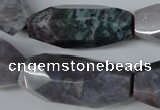 CNG600 13*28mm - 14*34mm faceted rice Indian agate nugget beads