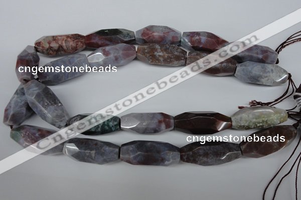 CNG600 13*28mm - 14*34mm faceted rice Indian agate nugget beads