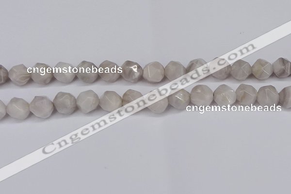 CNG6021 15.5 inches 12mm faceted nuggets grey crazy agate beads