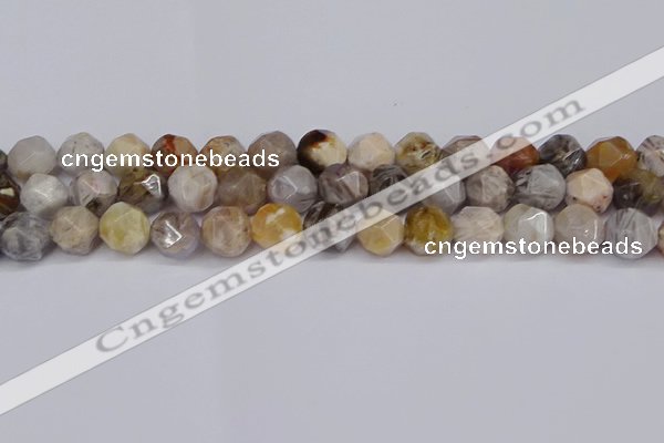 CNG6022 15.5 inches 12mm faceted nuggets silver needle agate beads