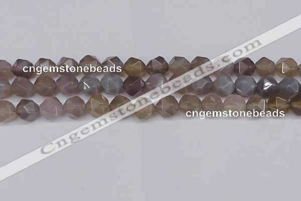 CNG6023 15.5 inches 12mm faceted nuggets grey agate beads