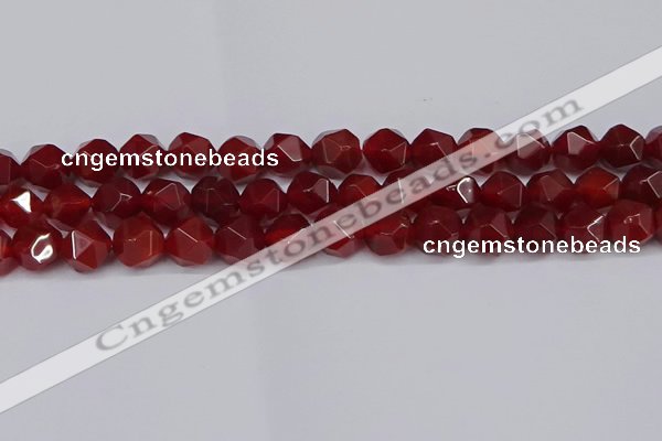 CNG6024 15.5 inches 12mm faceted nuggets red agate beads