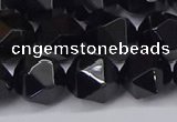 CNG6025 15.5 inches 12mm faceted nuggets black agate beads