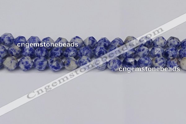 CNG6031 15.5 inches 12mm faceted nuggets blue spot stone beads