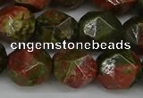 CNG6039 15.5 inches 12mm faceted nuggets unakite gemstone beads