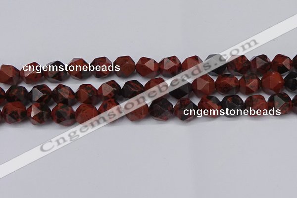 CNG6041 15.5 inches 12mm faceted nuggets mahogany obsidian beads