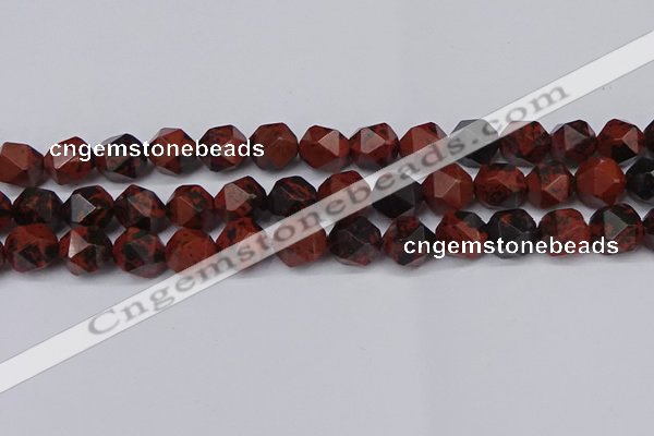 CNG6041 15.5 inches 12mm faceted nuggets mahogany obsidian beads