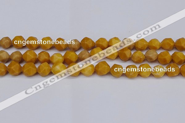 CNG6045 15.5 inches 12mm faceted nuggets yellow jade beads