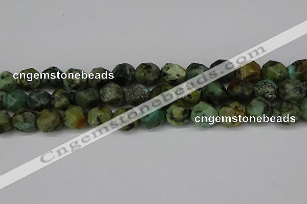 CNG6047 15.5 inches 12mm faceted nuggets African turquoise beads