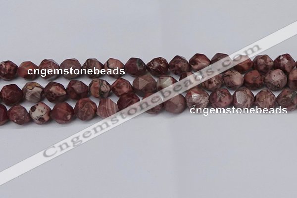 CNG6051 15.5 inches 12mm faceted nuggets red artistic jasper beads