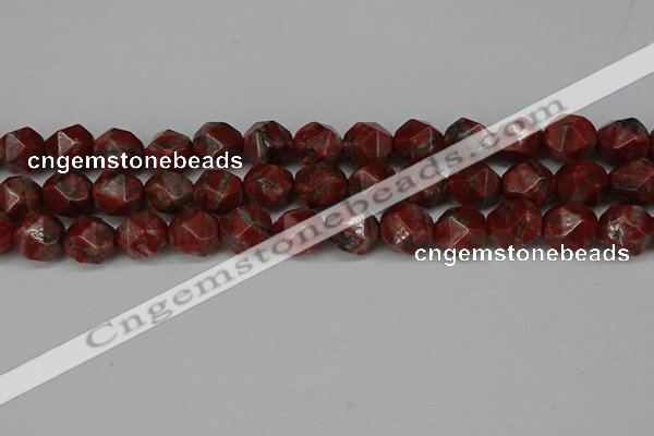 CNG6052 15.5 inches 12mm faceted nuggets brecciated jasper beads