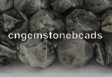 CNG6054 15.5 inches 12mm faceted nuggets grey picture jasper beads