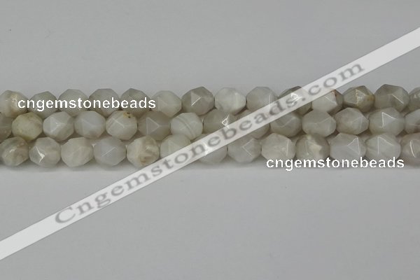 CNG6080 15.5 inches 8mm faceted nuggets grey agate beads