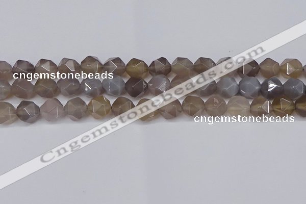 CNG6081 15.5 inches 8mm faceted nuggets grey agate beads