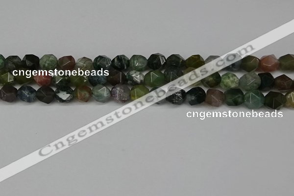 CNG6083 15.5 inches 8mm faceted nuggets moss agate beads