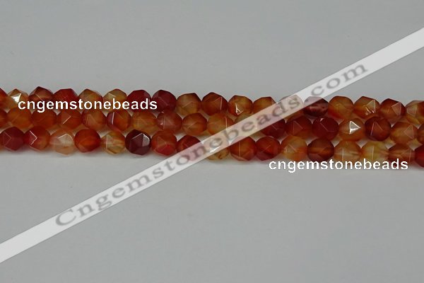 CNG6087 15.5 inches 8mm faceted nuggets red agate beads