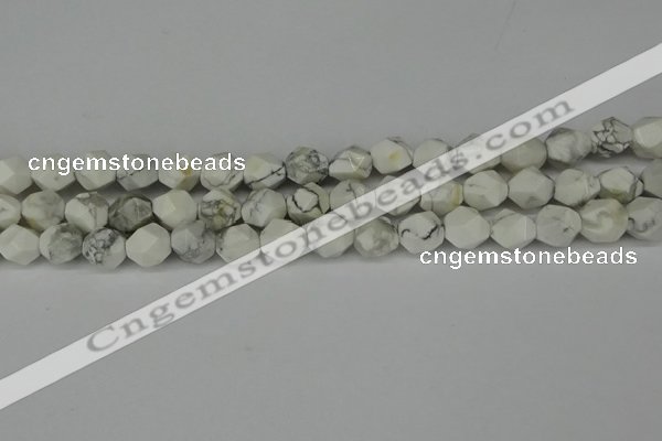 CNG6098 15.5 inches 8mm faceted nuggets white howlite beads