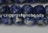 CNG6103 15.5 inches 8mm faceted nuggets blue spot stone beads