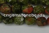 CNG6105 15.5 inches 8mm faceted nuggets unakite gemstone beads