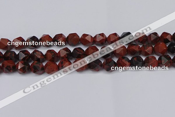 CNG6107 15.5 inches 8mm faceted nuggets mahogany obsidian beads