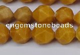 CNG6115 15.5 inches 8mm faceted nuggets yellow jade beads