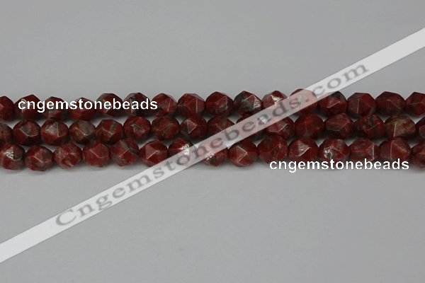 CNG6123 15.5 inches 8mm faceted nuggets brecciated jasper beads