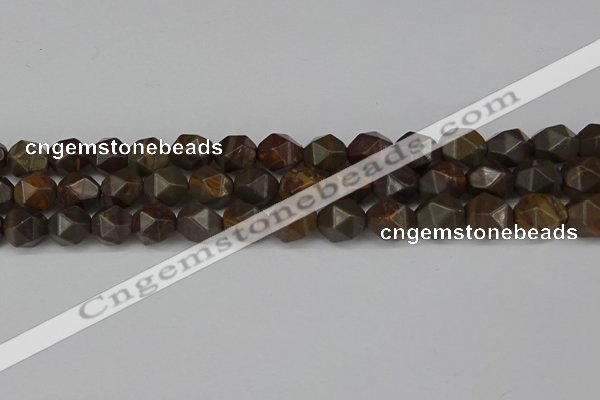 CNG6124 15.5 inches 8mm faceted nuggets coffee jasper beads