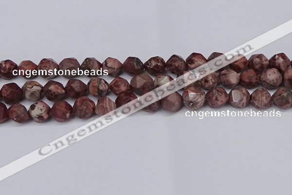 CNG6125 15.5 inches 8mm faceted nuggets red artistic jasper beads