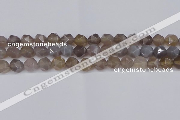 CNG6151 15.5 inches 10mm faceted nuggets grey agate beads