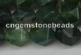 CNG6154 15.5 inches 10mm faceted nuggets moss agate beads