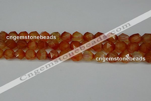 CNG6158 15.5 inches 10mm faceted nuggets red agate beads