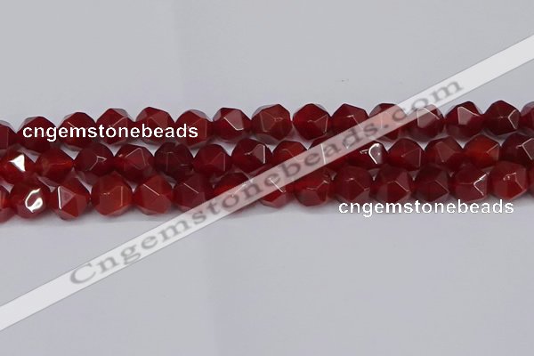 CNG6159 15.5 inches 10mm faceted nuggets red agate beads