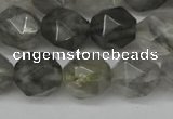 CNG6170 15.5 inches 10mm faceted nuggets cloudy quartz beads