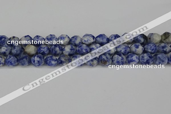 CNG6178 15.5 inches 10mm faceted nuggets blue spot stone beads