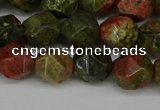 CNG6181 15.5 inches 10mm faceted nuggets unakite gemstone beads