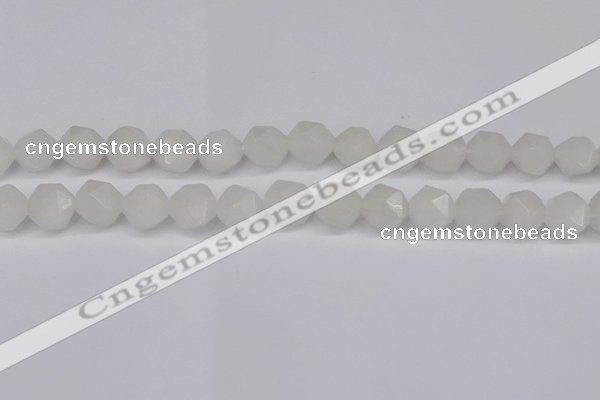 CNG6186 15.5 inches 10mm faceted nuggets white jade beads