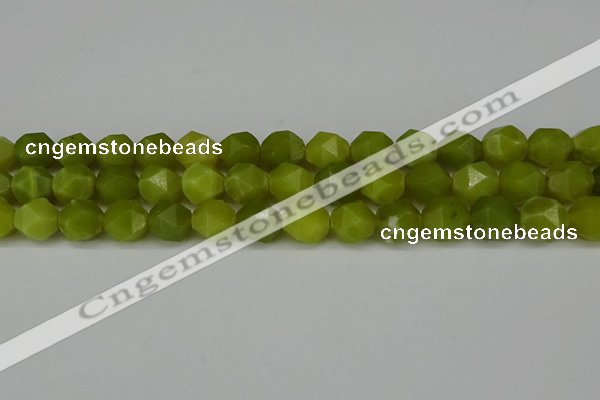 CNG6190 15.5 inches 10mm faceted nuggets lemon jade beads