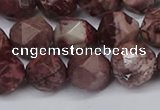 CNG6200 15.5 inches 10mm faceted nuggets red artistic jasper beads