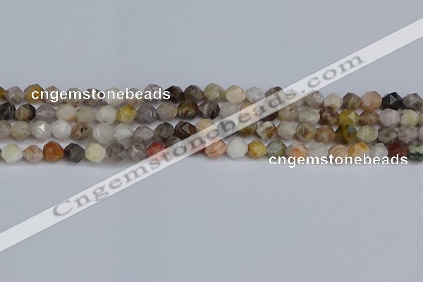 CNG6221 15.5 inches 6mm faceted nuggets silver needle agate beads