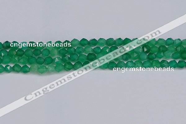 CNG6226 15.5 inches 6mm faceted nuggets green agate beads