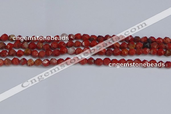 CNG6241 15.5 inches 6mm faceted nuggets red jasper beads