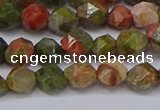 CNG6254 15.5 inches 6mm faceted nuggets unakite beads wholesale