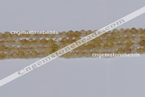 CNG6259 15.5 inches 6mm faceted nuggets coffee cherry quartz beads
