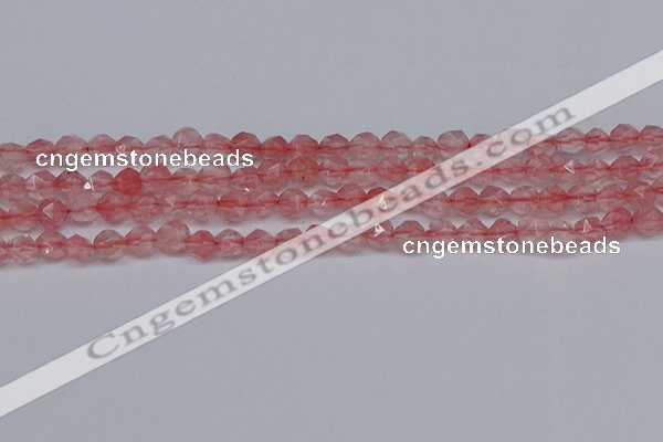 CNG6260 15.5 inches 6mm faceted nuggets cherry quartz beads