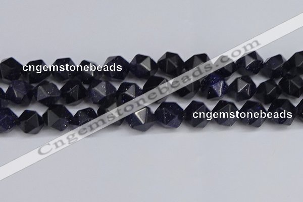 CNG6297 15.5 inches 14mm faceted nuggets blue goldstone beads