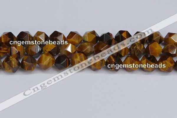 CNG6299 15.5 inches 14mm faceted nuggets yellow tiger eye beads