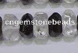 CNG6380 6*14mm - 8*14mm nuggets white crystal & smoky quartz beads